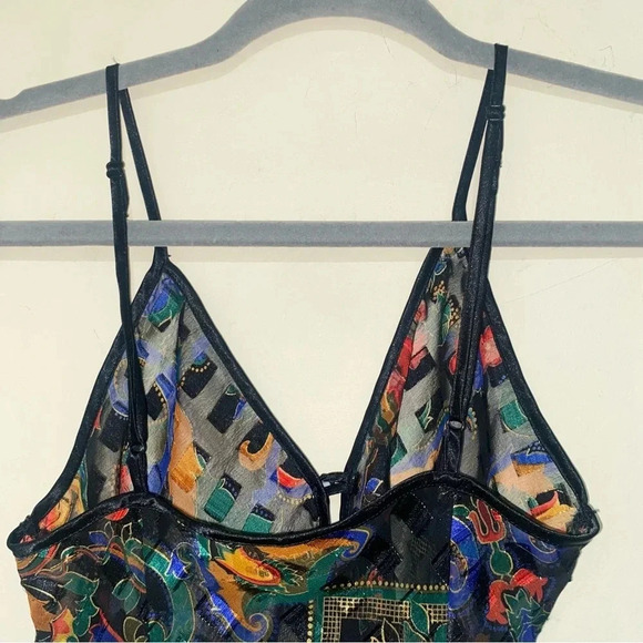 Vintage 80’s 90’s floral  Victoria Secret Gold Label One Piece bodysuit size XS - Picture 15 of 17